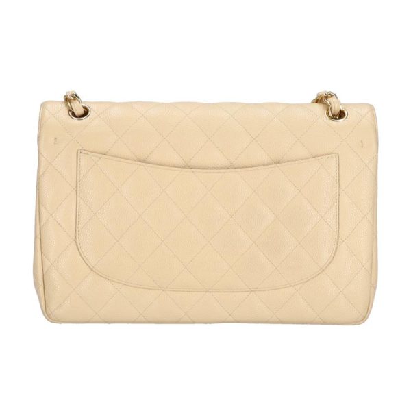 79699 2 Chanel Deca Matelassé Double Flap Chain Shoulder Bag Caviar Skin Beige