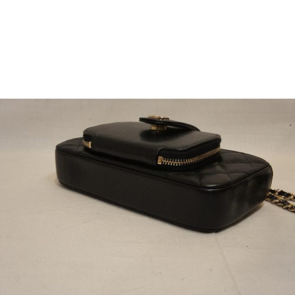 79886 3 Chanel Matelasse Chain Wallet Case Black