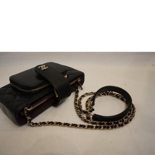 79886 4 Chanel Matelasse Chain Wallet Case Black