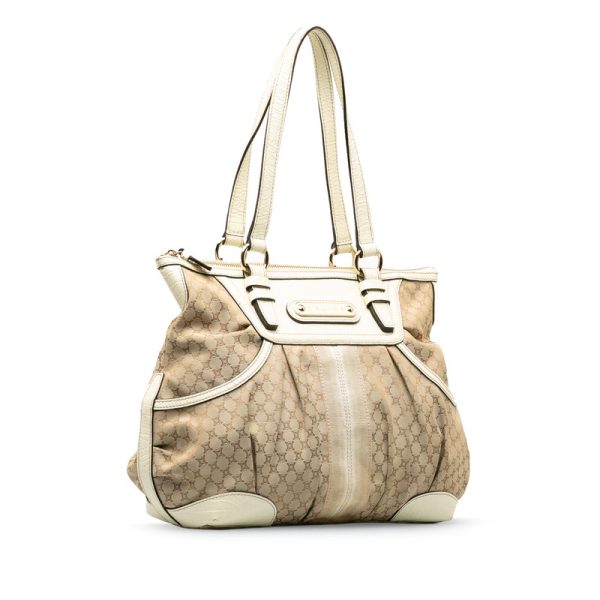 798mucehsffc5cl4 2 Celine Macadam Croco Embossed Tote Bag Shoulder Bag Beige White Canvas Leather