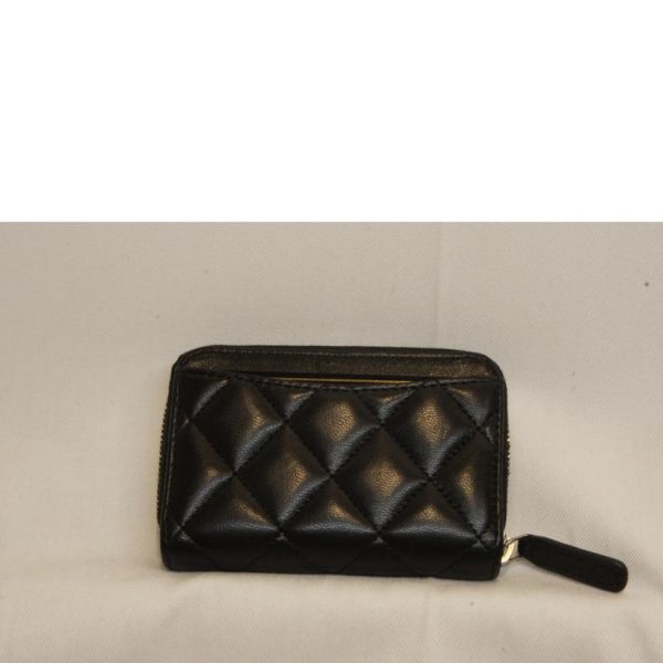 79916 2 Chanel Lambskin Matelasse Coin Case Black