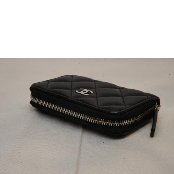 79916 3 Chanel Lambskin Matelasse Coin Case Black