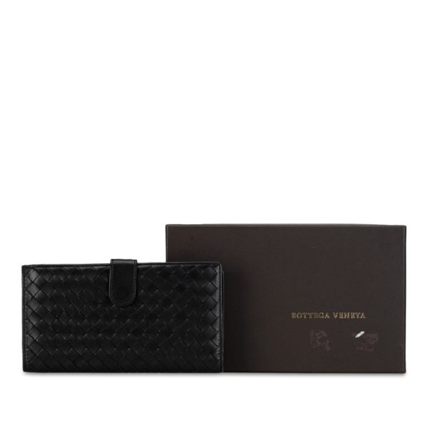 7p4zwgrhkqu2c6no 11 Bottega Veneta Intrecciato Purse Long Wallet Black Leather