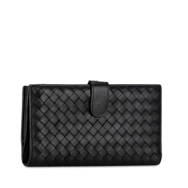 7p4zwgrhkqu2c6no 2 Bottega Veneta Intrecciato Purse Long Wallet Black Leather