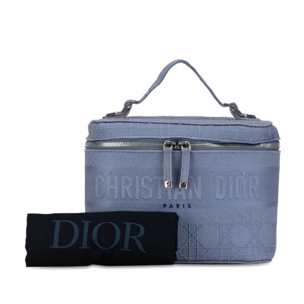 7x12ntseaminhtyo 11 Dior Cannage Embroidered Vanity Bag Blue Purple Jacquard