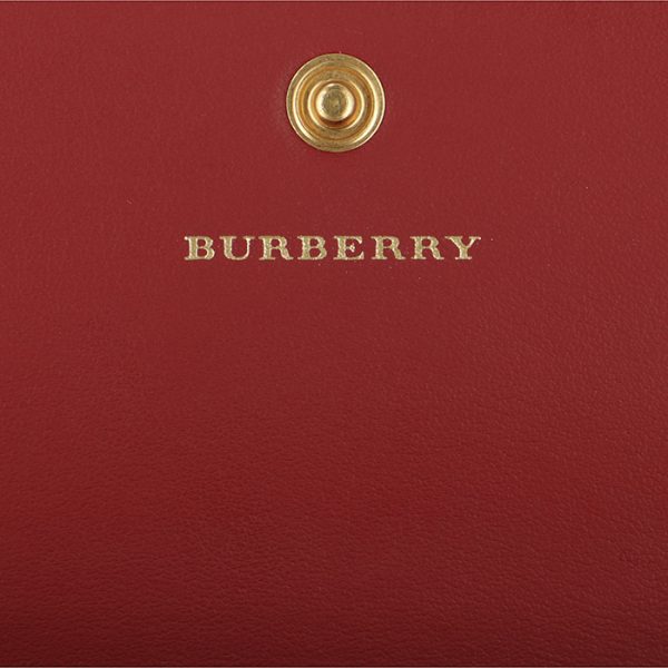 8005384 6 BURBERRY Vintage Check Leather Long Wallet Crimson Red