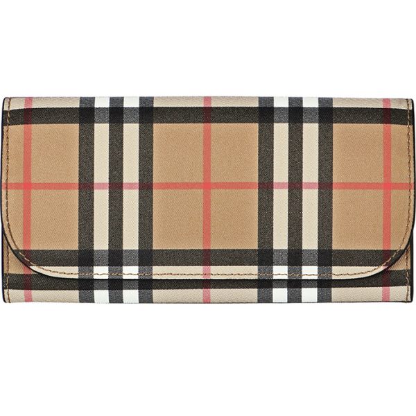 8005385 1 BURBERRY Vintage Check Leather Long Wallet Black