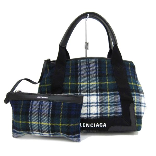 80081 1 Balenciaga Navy Hippo Check Canvas Bag Black