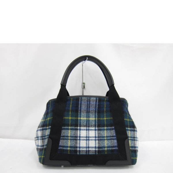 80081 2 Balenciaga Navy Hippo Check Canvas Bag Black