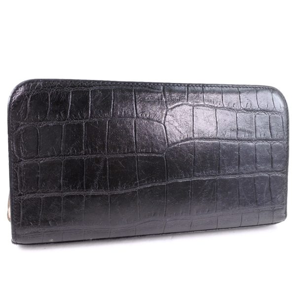 80090208 1 SAINT LAURENT PARIS Long Wallet Embossed Calf Black