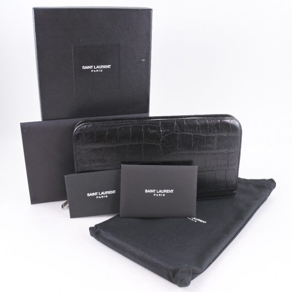 80090208 4 SAINT LAURENT PARIS Long Wallet Embossed Calf Black