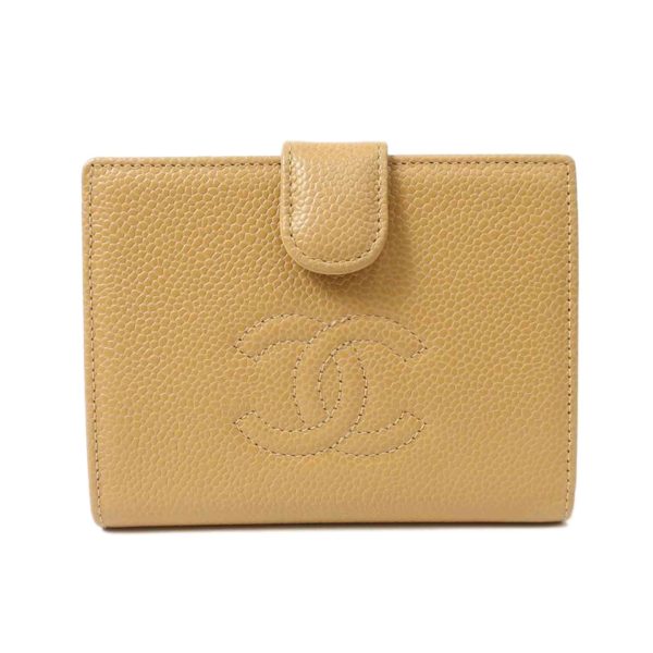 80137 1 Chanel Leather Bifold Wallet Thin Light Beige