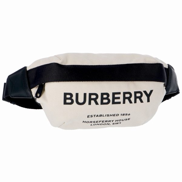 8014641 BURBERRY Horseferry Print Cotton Canvas Belt Bag NaturalBlack