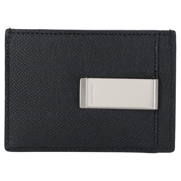 8014665 2 BURBERRY Leather Money Clip Card Case Black