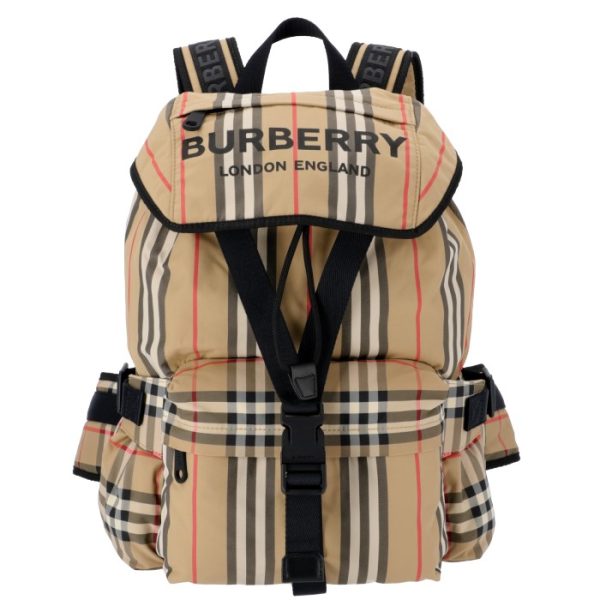 8014751 BURBERRY Logo Print Nylon Rucksack Archive Beige