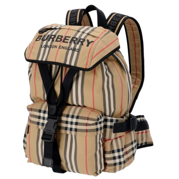 8014751 1 BURBERRY Logo Print Nylon Rucksack Archive Beige