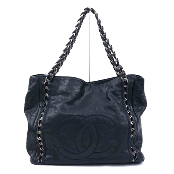 80150 1 Chanel Luxury Line Chain Tote Bag Black