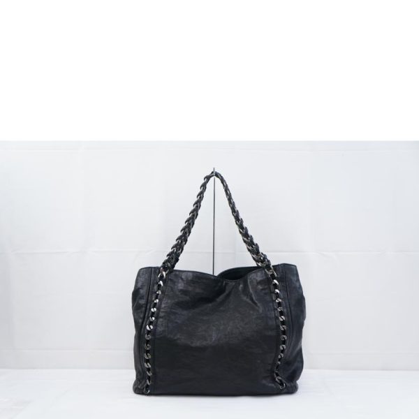 80150 2 Chanel Luxury Line Chain Tote Bag Black