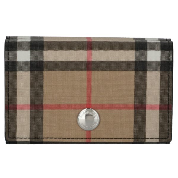 8015129 1 BURBERRY Vintage Check E Canvas Tri fold Wallet BeigeBlack