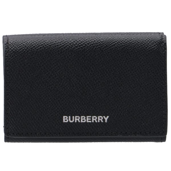 8017455 1 BURBERRY Grainy Leather Tri fold Wallet Black