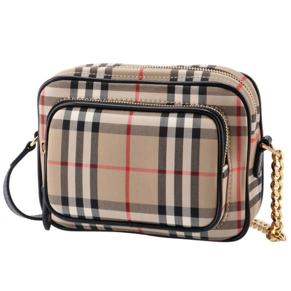 8021282 1 BURBERRY Vintage Check Leather Camera Bag Archive Beige