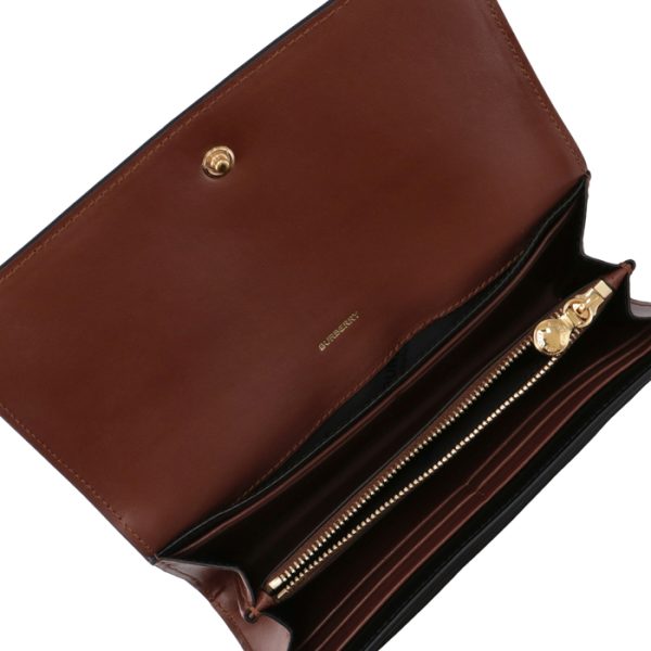 8022012 5 BURBERRY Monogram Stripe E Canvas Long Wallet Brown