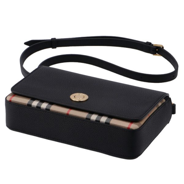 8023226 3 BURBERRY Vintage Check Leather Crossbody Bag Black