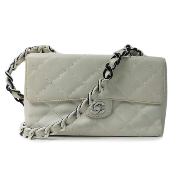 80236 1 Chanel Matelasse Single Flap Chain Shoulder Bag White