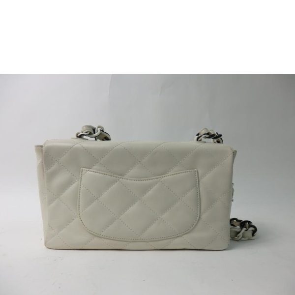 80236 2 Chanel Matelasse Single Flap Chain Shoulder Bag White