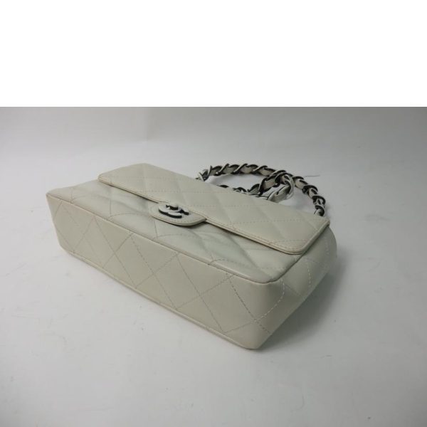 80236 3 Chanel Matelasse Single Flap Chain Shoulder Bag White