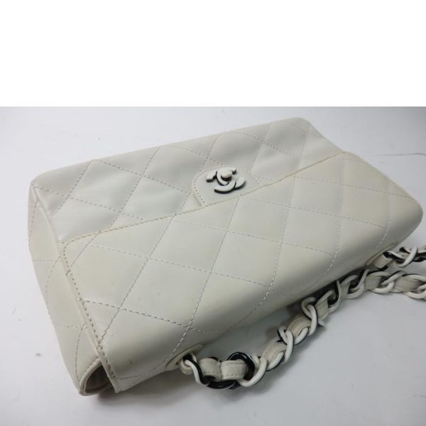 80236 5 Chanel Matelasse Single Flap Chain Shoulder Bag White