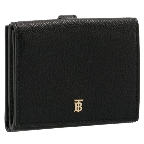 8025734 BURBERRY Lamb Motif Grainy Leather Bifold Wallet Black