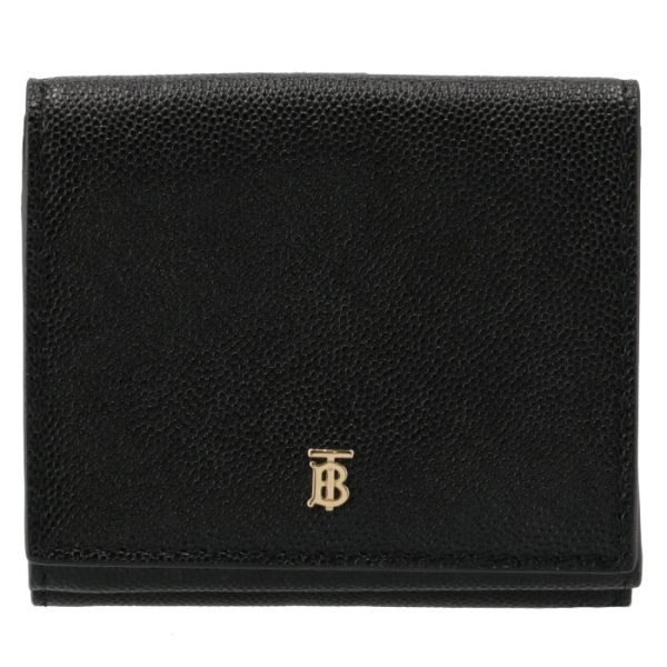 8025734 1 BURBERRY Lamb Motif Grainy Leather Bifold Wallet Black