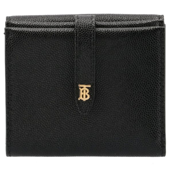 8025734 2 BURBERRY Lamb Motif Grainy Leather Bifold Wallet Black