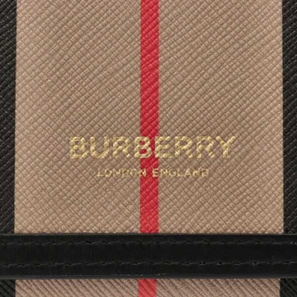 8026003 3 BURBERRY Striped Leather Tri fold Mini Wallet Beige