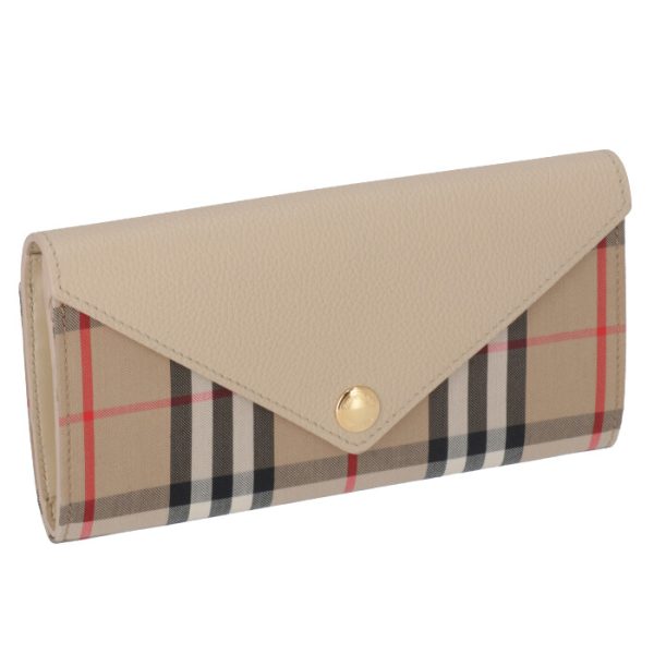 8026111 BURBERRY Vintage Check Leather Continental Wallet Light Beige