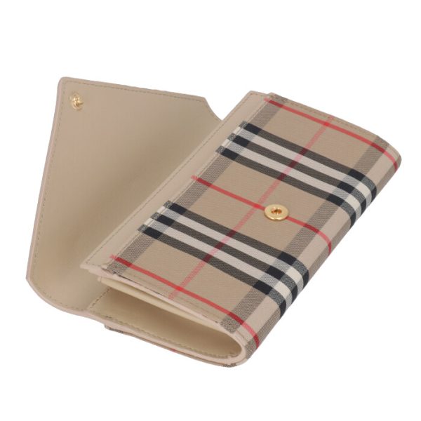 8026111 4 BURBERRY Vintage Check Leather Continental Wallet Light Beige