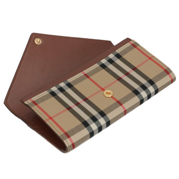 8026112 4 BURBERRY Vintage Check Leather Continental Wallet Tan Brown