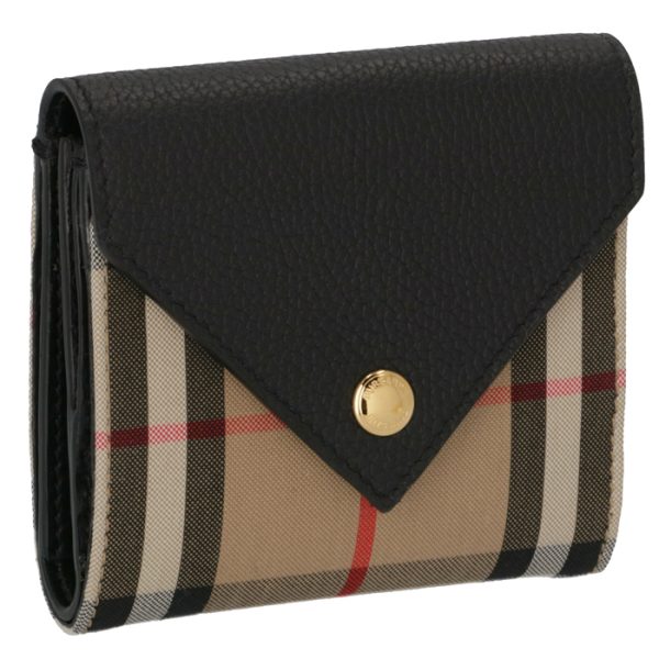 8026114 BURBERRY Tri fold Wallet Vintage Check Leather Black