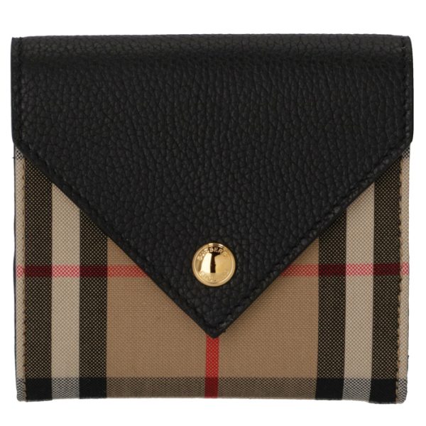 8026114 1 BURBERRY Tri fold Wallet Vintage Check Leather Black