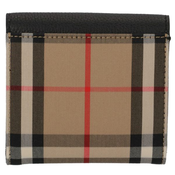 8026114 2 BURBERRY Tri fold Wallet Vintage Check Leather Black