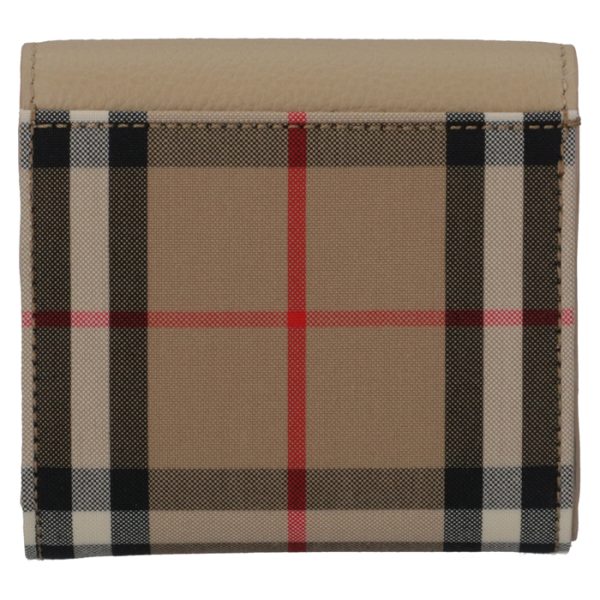 8026115 2 BURBERRY Tri fold Wallet Vintage Check Leather Light Beige