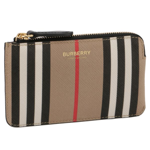 8029616 BURBERRY Coin Key Case Striped Canvas Archive Beige