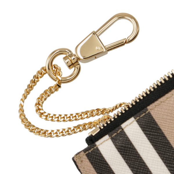 8029616 5 BURBERRY Coin Key Case Striped Canvas Archive Beige