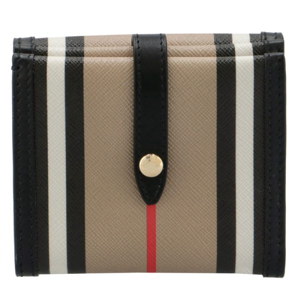 8029619 2 BURBERRY Compact Wallet Bifold Striped Beige