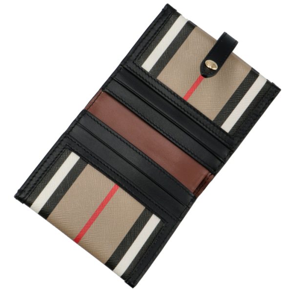 8029619 4 BURBERRY Compact Wallet Bifold Striped Beige