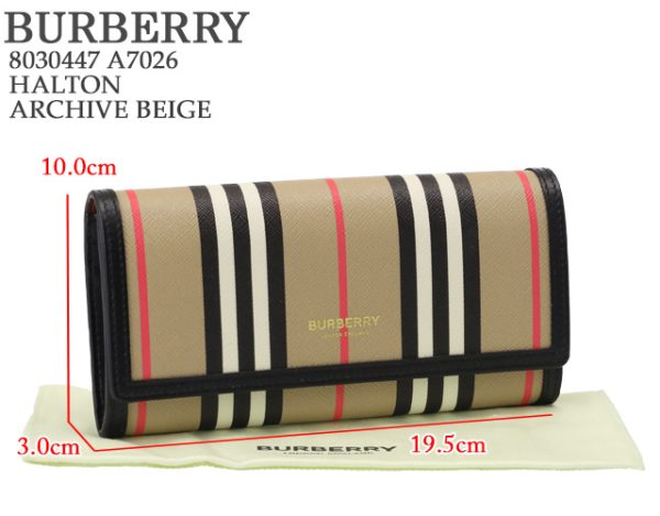 8030447 a7026 1 BURBERRY HALTON Stripe Wallet Bifold Long Wallet Beige