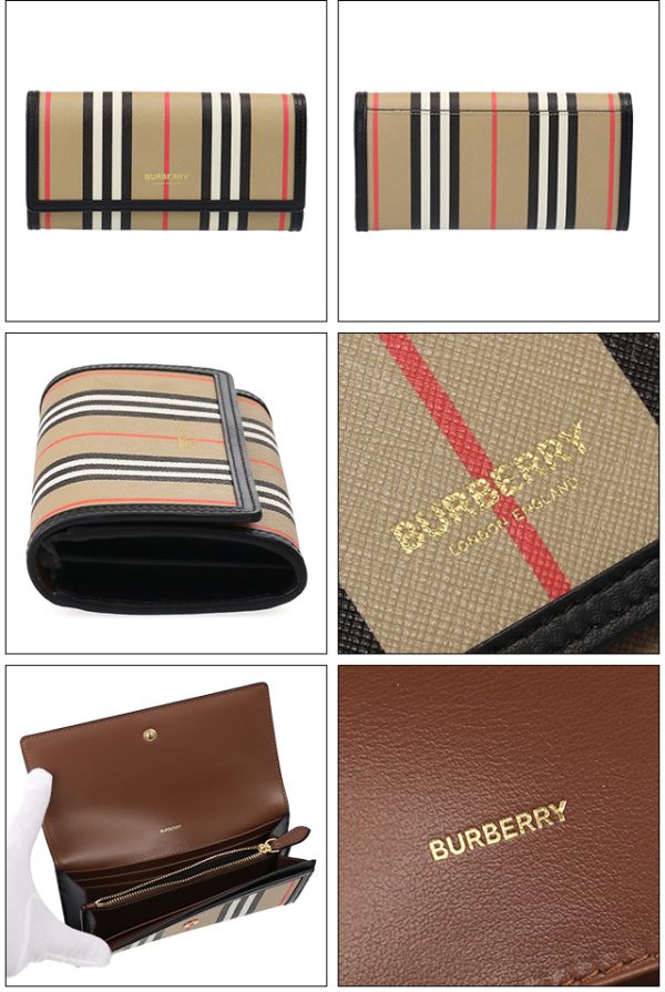 8030447 a7026 2 BURBERRY HALTON Stripe Wallet Bifold Long Wallet Beige