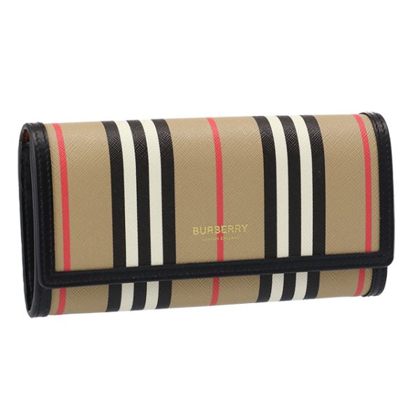 8030447 a7026 BURBERRY HALTON Stripe Wallet Bifold Long Wallet Beige