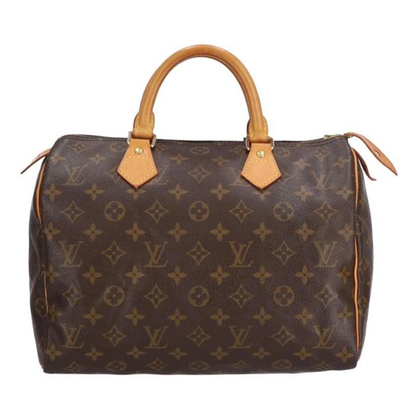 80337 1 Louis Vuitton Speedy Monogram Satchel Bag Brown